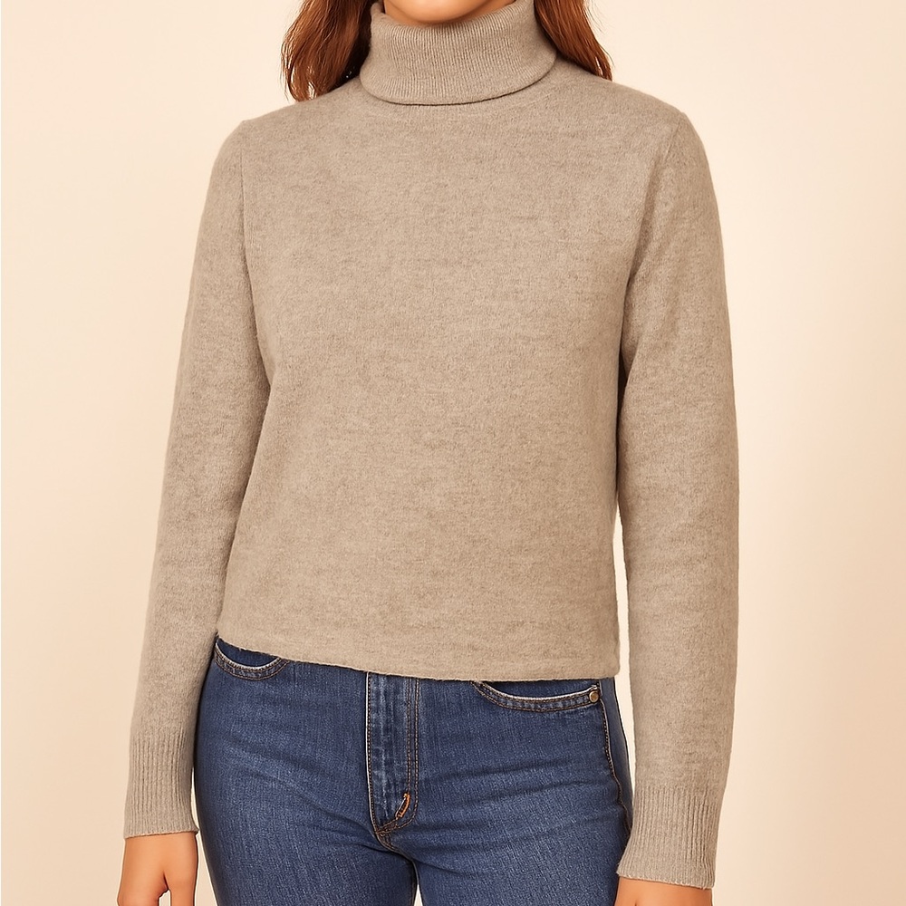 Guided by Boat Grey 100% chevron wool mock neck sweater womens sz XL